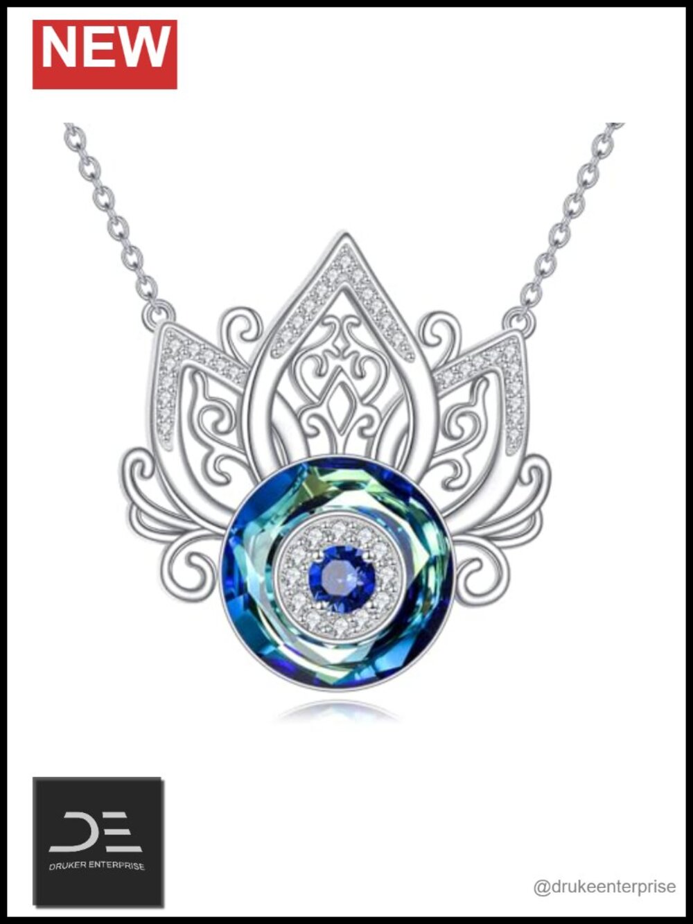 Sterling Silver Evil Eye Pendant Necklace Crystal Zircon Jewelry Gift